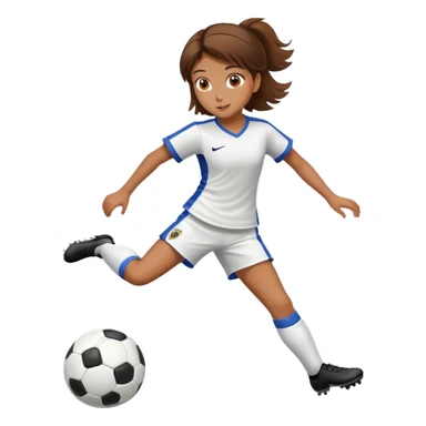 Girl with brown hair brown eyes playing soccer sticker