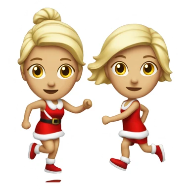 woman blonde running santa suit sticker