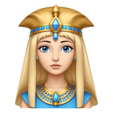 Cleopatra vestita da faraone con il cappello da faraone ma con gli occhi azzurri e i capelli lunghi biondi non troppo chiari sticker