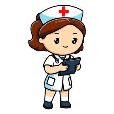 Nurse in uniform checking patients during hospital rounds sticker