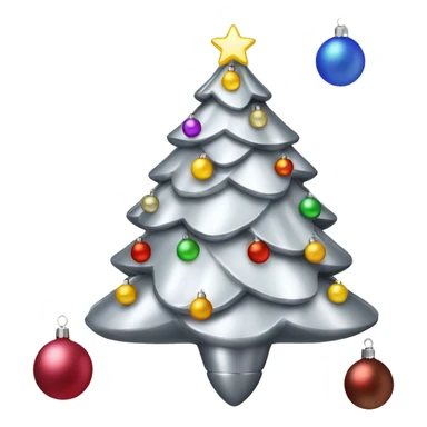 Retro silver Christmas tree with multicolor lights and ornaments sticker
