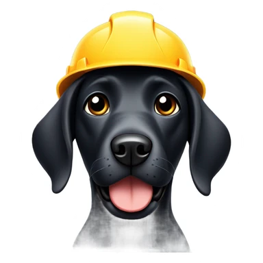 Black Labrador with hard hat sticker