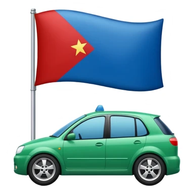bandera mitad superior, azul y mitad inferior verde con una rueda de carruaje roja en el centro sticker