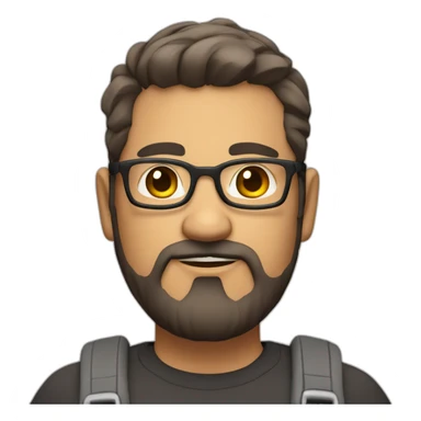 Mid age chubby developer with light brown skin beards and glasses and a very short dark hair sticker