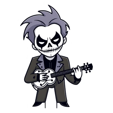 Black metal musician with corpse paint, spikes, black clothes sticker