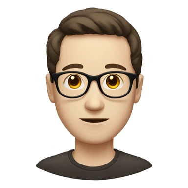 Pale man with dark brown hair with circle brown glasses sticker