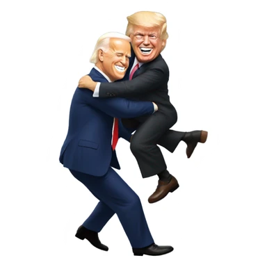Donald Trump giving Joe Biden a piggyback ride ￼ sticker