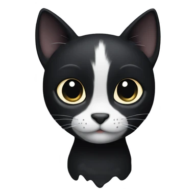 Black cat that is fully black except for a small white spot on its chest sticker