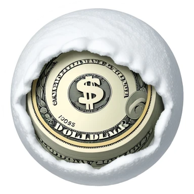 Snow ball with dollar bills  sticker