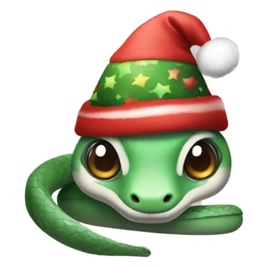 cute snake with christmas hat sticker