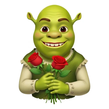 green shrek with roses sticker