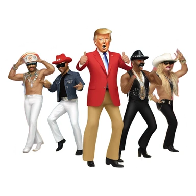 Donald trump dancing to YMCA with village people sticker
