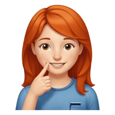 put a finger on the nose but In a cute way, bye a girl sticker