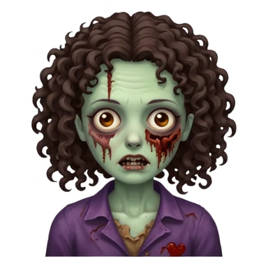 zombie woman with curly, slightly voluminous dark brown hair  sticker