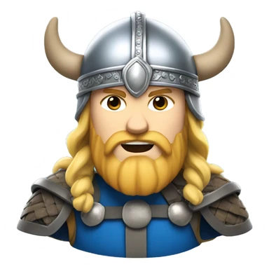 Viking with silver helmet, blue tunic, blonde hair, muscular sticker