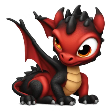 red and black baby dragon sticker