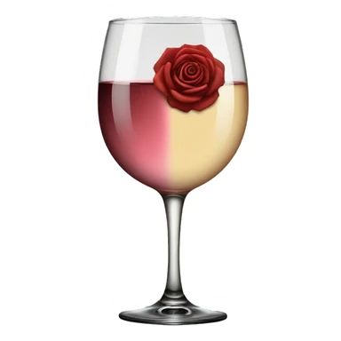 a glass of wine, half white and half rose sticker