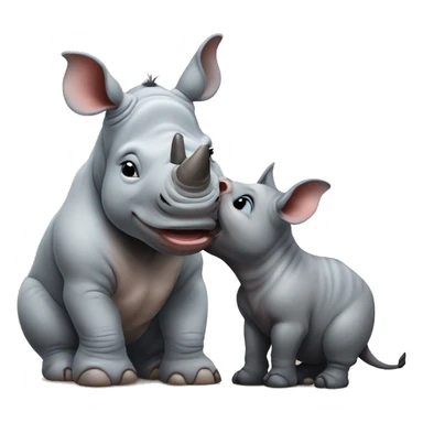rhino kisses kitten sticker