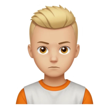 Blonde Buzzcut And Brown Mohawk. Amber Eye. Orange Tshirt. White Sleeve. Teenage Boy sticker
