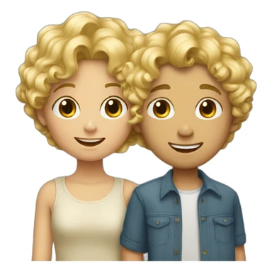 blond girl with curly boy sticker