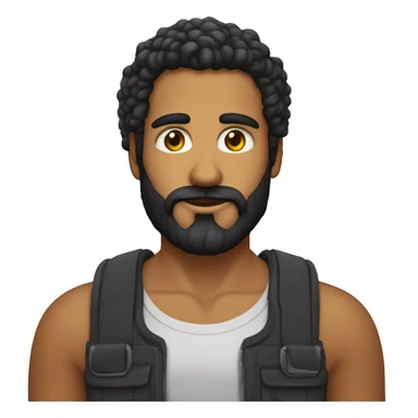 Homem careca moreno com barba lenhador, olhos castanhos escuros vestimdo terno preto sticker