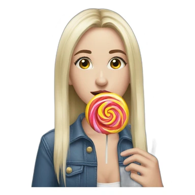 Billie Eillish eating a lollipop sticker