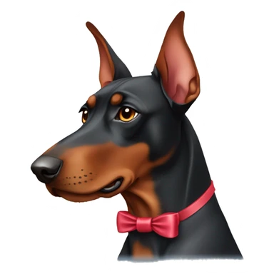 Red Doberman pinscher with bows sticker