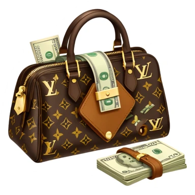Louis Vuitton purse with dolars in the bag sticker