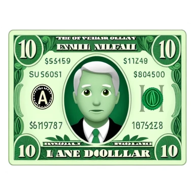 one 10 dollar bill flat ios emoji style version sticker