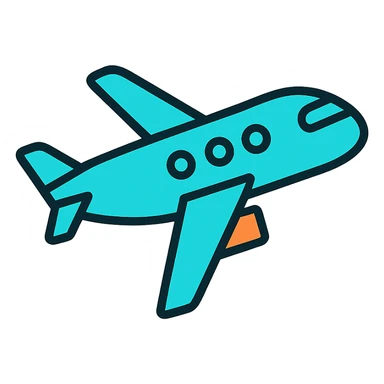 airplane icon, color outline style sticker
