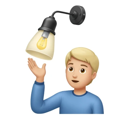 eine Person wird von einer Deckenlampe angestrahlt, Lichtkegel fällt auf sie, dezenter Hintergrund sticker