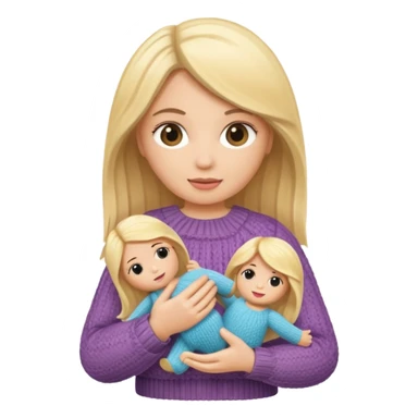 woman holding blonde knitted doll sticker