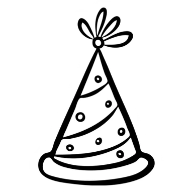 A fun birthday party hat with polka dots and ribbon sticker