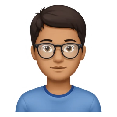 chico joven cabello marron oscuro con lentes estilo ios 18 sticker