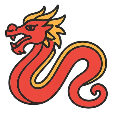 Chinese style dragon icon, elegant and flowing lines, traditional red and gold colors sticker