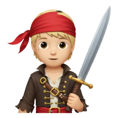boy with blond hair that is dressed as a pirate sticker