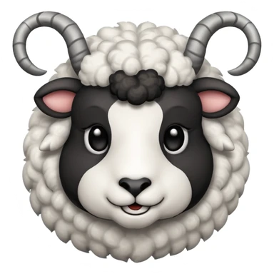 Black cute Sheep with Horns  sticker