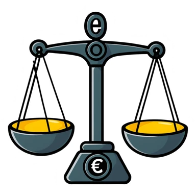 balance scale with euro symbols on the plates sticker