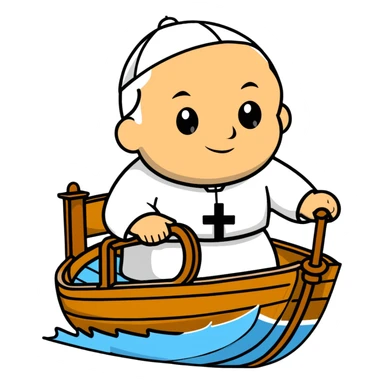 Pope John Paul II riding on a boat sticker