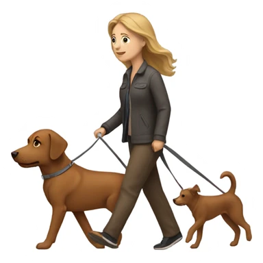 White woman walking a brown dog  sticker