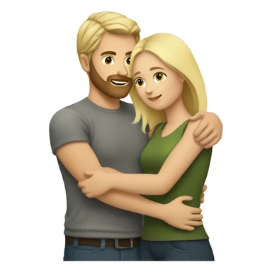 blonde woman long hair, hugging a blonde man with beard. he short hair sticker