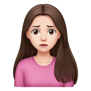 Very long hair Brunette with white skin worried with pink shirt  sticker