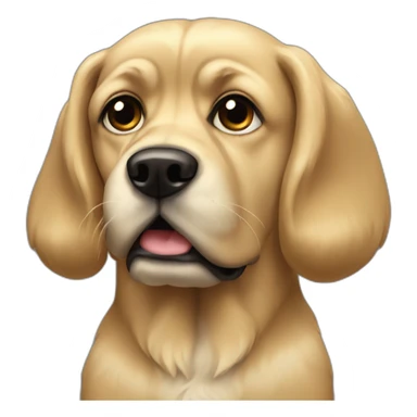 A blonde dog with a black face and large, upright ears with floppy tips. sticker