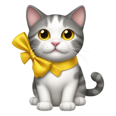 Cat with a yellow nose and a pino bow sticker