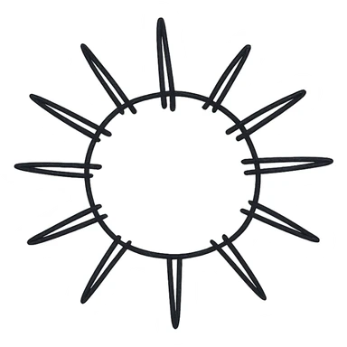 Sea urchin illustration in a clean, hand-drawn style with red lines, minimal design, no text, transparent background, with a rounder body, matching the style of the reference logo. sticker