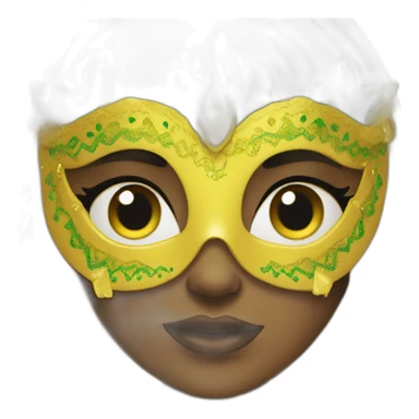 girl wearing a mardi gras mask yellow skin long hair sticker