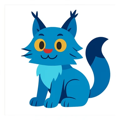cartoon blue kopik, sitting, fluffy tail sticker