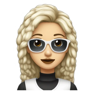 mujer pelo largo gafas con perro maltés blanco sticker