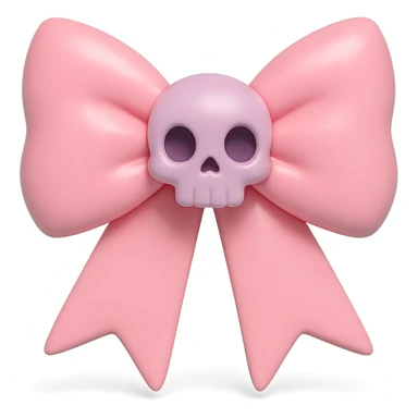 pink gothic bow with skull charm, gothic style, vinyl figure, dramatic details sticker