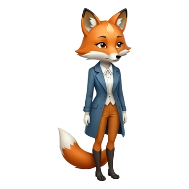 extremely sad anthropomorphised female fox in stylish outfit, no sunglasses, very sad and crying, looking to the left, full-body view sticker